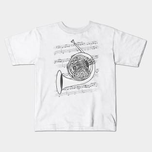 French Horn Player Hornist Brass Musician Kids T-Shirt